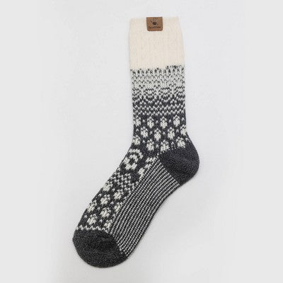 Bearpaw Women's Boot Crew Socks Fair Isle & Cable color 1pk - Black