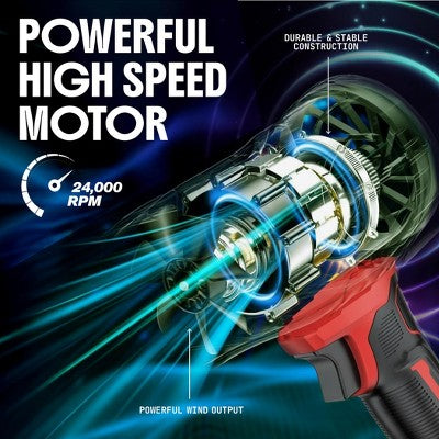 Bullseye Blower 20V Rechargeable Cordless Leaf Blower Dust Air Snow Blower 24,000 RPM Handheld Electric Blower with Battery and Charger