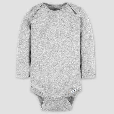 Gerber Baby 4pk Long Sleeve Onesies - Neutral Newborn: Cotton Knit Bodysuits, Pullover Crotch Snap