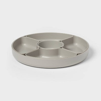 12"x12" Round Divided Server Plate Gray - Room Essentials