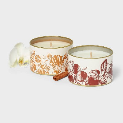 2pk Tin Candle Set Vanilla Pumpkin 6oz - Threshold