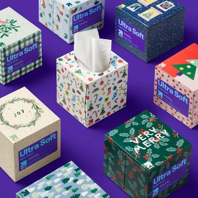 Holiday Ultra Soft Facial Tissue - Multi-Print - 65ct - up&up