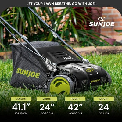 Sun Joe Electric Lawn Dethatcher & Scarifier with 8-Gal Bag, 12 Amp, 12.6 Inch, Black - Gardening Machine & Equipment for Lawn, Yard & Grass, AJ801E (LOCAL PICKUP ONLY)