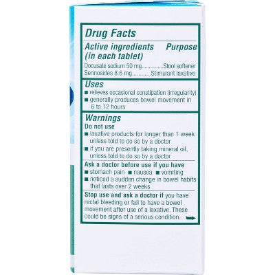 Colace 2-IN-1 Stool Softener + Stimulant Laxative - 60ct