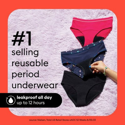Thinx Teens Bikini Leakproof Women's Period Underwear - Black - Medium