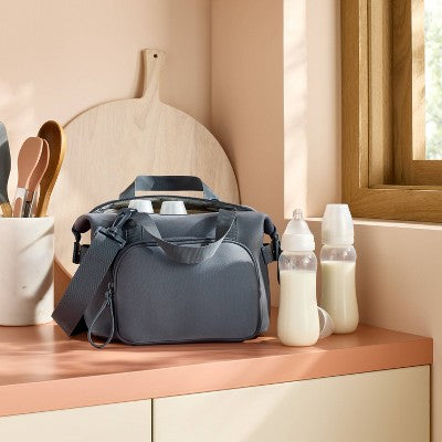 Insulated Bottle Cooler Shoulder Diaper Bag - Blue Solid - Cloud Island