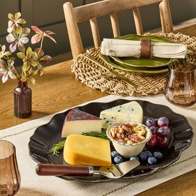 Ceramic Wavy Edge Serving Platter Brown - Hearth & Hand with Magnolia