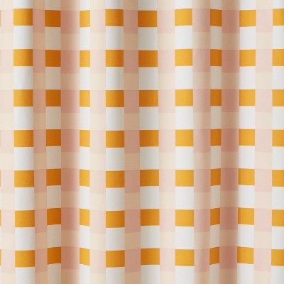 42"W x 84"L Checkered Blackout Window Curtain Panel Pink - Pillowfort
