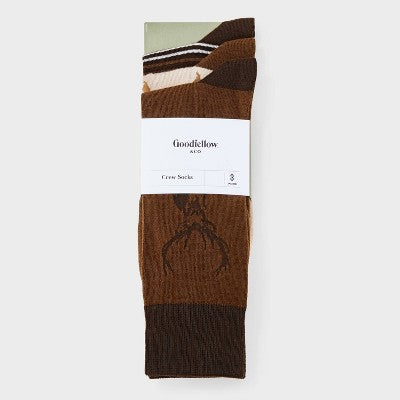 Men's Gifting Socks 3pk - Goodfellow & Co Brown 7-12