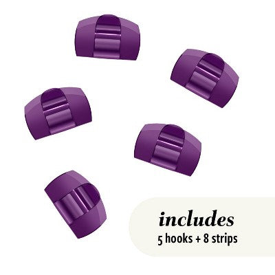 Command 5pk Damage-Free Transparent Cord Clips Candied Plum