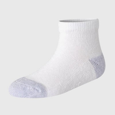 Hanes Baby Boys' 6pk PURE Comfort with Organic Cotton Solid Ankle Socks - White/Gray 6-12M: Knit, Breathable