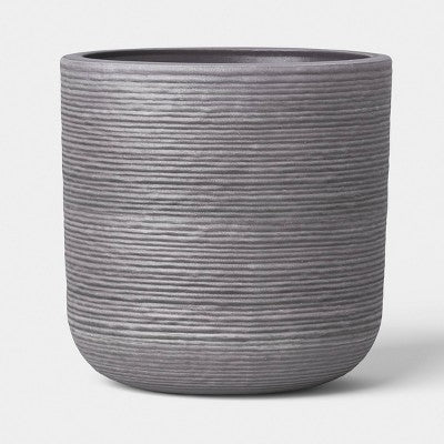 Fluted Outdoor Planter Gray 10" - Threshold