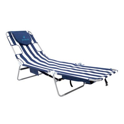 Ostrich 72" x 22" Chaise Lounge Portable Reclining Lounger, Outdoor Patio Beach Lawn Camping Pool Tanning Chair, Blue Stripe (LOCAL PICKUP ONLY)