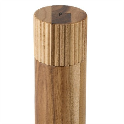 Cole & Mason Galloway Ribbed Salt and Pepper Grinder Set: Modern Wood Shakers, Spot Clean, 2-Piece, Brown