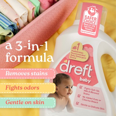 Dreft Baby HE Fights Stains Removes Odors Liquid Laundry Detergent 64 Loads - 84 fl oz
