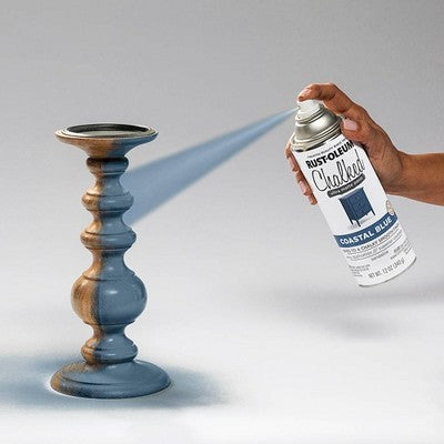 Rust-Oleum 12oz Chalked Ultra Matte Spray Paint Coastal Blue: Interior Use, Oil Base, Multi-Surface, 20 sq ft Coverage