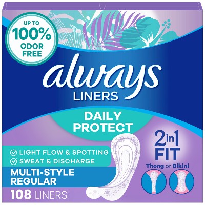 Always Multi-Style Light Regular Panty Liners - 108ct