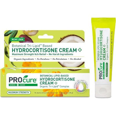 Procure Hydrocortisone with Calendula Cream 1 oz, Maximum Strength Itch Relief with Botanical Support to Soothe Red, Irritated Skin