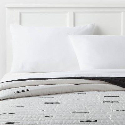 King Satin Quilt White/Black - Room Essentials: Midweight Sateen Coverlet, OEKO-TEX Certified, Machine Washable