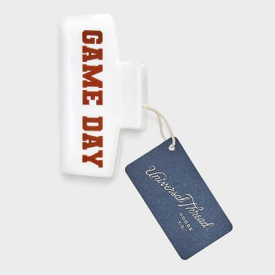 Game Day Square Claw Hair Clip - Universal Thread White