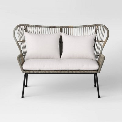 Steel and Wicker Latigo Rust Resistant Outdoor Patio Loveseat Arm Chair Gray - Threshold (LOCAL PICKUP ONLY)