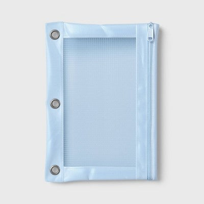 Single Zip Mesh Binder Pencil Pouch Light Blue - up&up