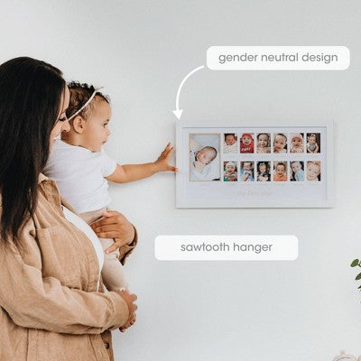 Pearhead First Year Frame - White: Multiple Image, Horizontal Orientation, Wall Mount, Holds 13 Photos