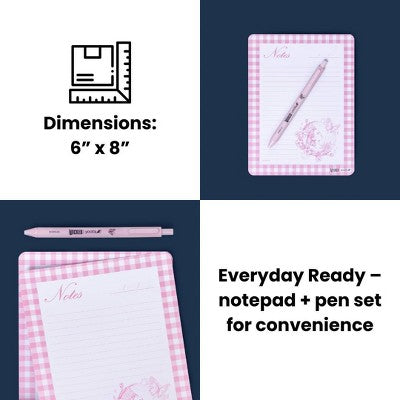Wicked x Yoobi Paper Set Glinda 6"x8" Lined Notepad with Retractable Ballpoint Pen 60 Sheets