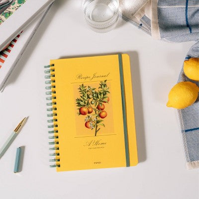 Papier 150pg Recipe Journal 9.84"x7.48" Orange Tree: Guided Spiral Notebook for Recipes, Hard Cover, Adult Stationery
