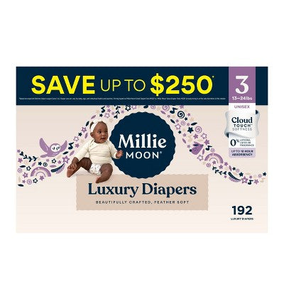 Millie Moon Luxury Disposable Diapers - Size 3 - 192ct (LOCAL PICKUP ONLY)
