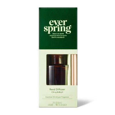 Liquid Reed Diffuser - Citrus & Basil - 2 fl oz - Everspring