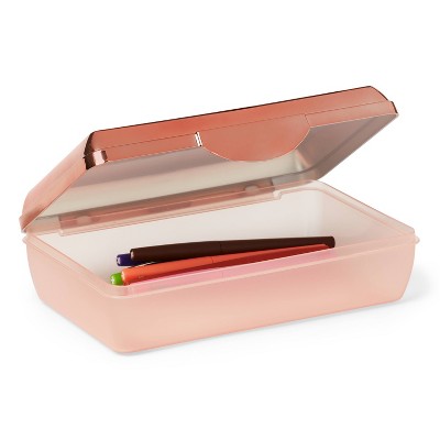 Hard Case Pencil Box Rose Gold - up&up: Polyethylene Clasp Closure, School Pencil Case, 8.66" x 5.66" x 2.36"