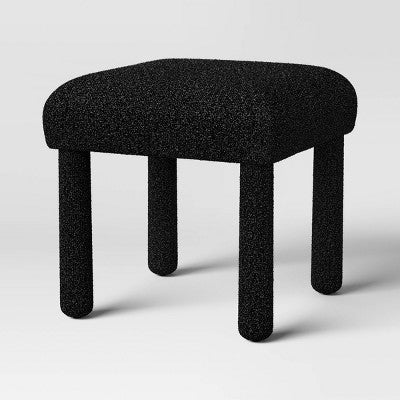 Upholstered Square Stool Ottoman Black Boucle - Room Essentials (LOCAL PICKUP ONLY)