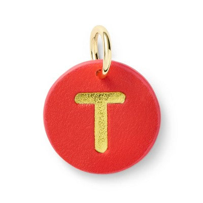 "T" Initial Collar Tag - Red - The Cuddle Collab