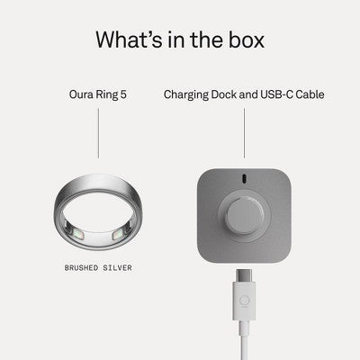 Oura Ring 5 Brushed Silver - Size 9