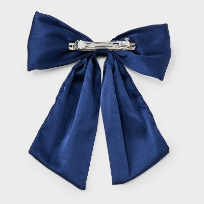 Satin Bow Hair Barrette - Wild Fable Navy