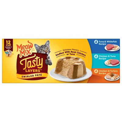 Meow Mix Tasty Layers with Fish,Turkey,Chicken and Tuna Wet Cat Food Variety Pack - 2.75oz (LOCAL PICKUP ONLY)