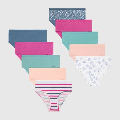 Hanes Girls' 10pk Cotton Stretch Briefs Underwear - colors may vary 10