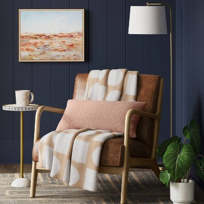 Reversible Knit Geo Throw Blanket Neutral/Ivory - Threshold: Midweight Jacquard Fabric, 50x60"