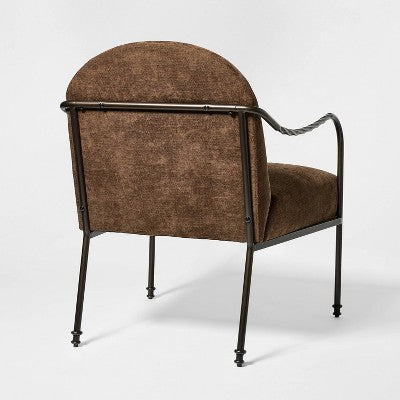 Twisted Metal Upholstered Accent Chair Chocolate Brown - Threshold designed with Studio McGee (LOCAL PICKUP ONLY)
