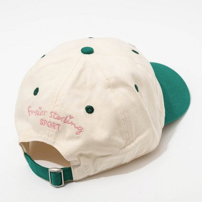 Tennis Hat - Frasier Sterling Cream/Green: Adjustable Cotton Baseball Hat