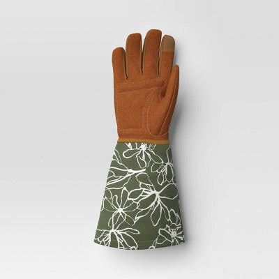 Duck Canvas Scribble Floral Rose Picker Gloves One Size Green - Threshold