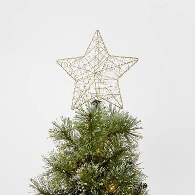 10" LED Lit Gold Wire Wrapped Star Christmas Tree Topper with Warm White Dewdrop Lights - Wondershop