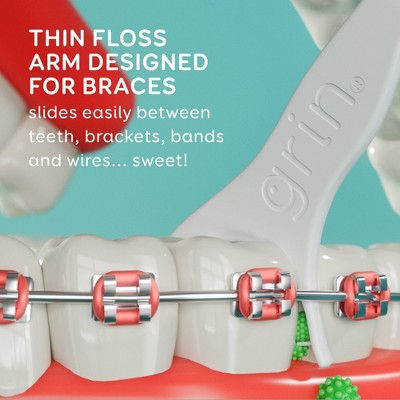 Grin Oral Care Braces Dental Floss - Unflavored - 60ct
