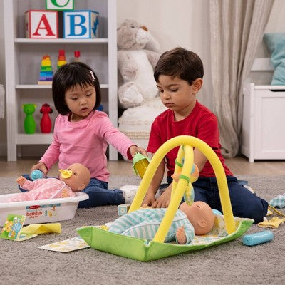 Melissa & Doug Mine to Love Toy Time Play Set for Dolls with Activity Gym, Stacker, Blocks, More - 16pc: Emotional Development, Plastic Material