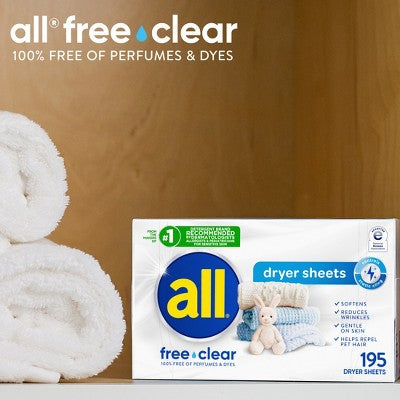 All Free Clear Fabric Softening Sheets - 195ct