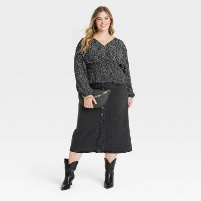 Women's Long Sleeve Smocked Blouse XXL