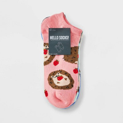 Women's Cute Hedgehogs 6pk Low Cut Socks - Assorted Color 4-10: Shapes Pattern, Recycled Polyester, Spandex