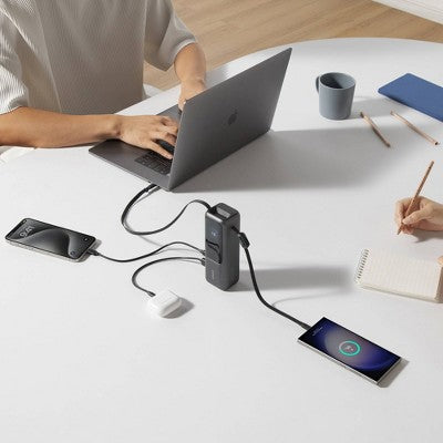 Anker Power Bank 25K 165W Built-In and Retractable Cable: Charges 4 Devices Simultaneously