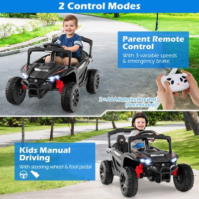 Costway 12V Kids Ride On Car Battery Powered Electric Remote Control LED Lights Music Black (LOCAL PICKUP ONLY)